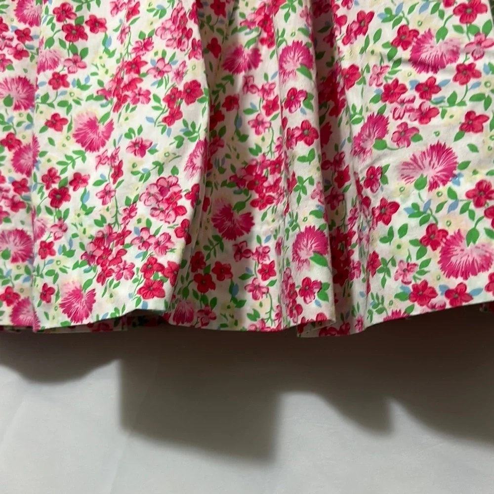 Ralph Lauren Smocked White and Pink Sundress with Square Neck
